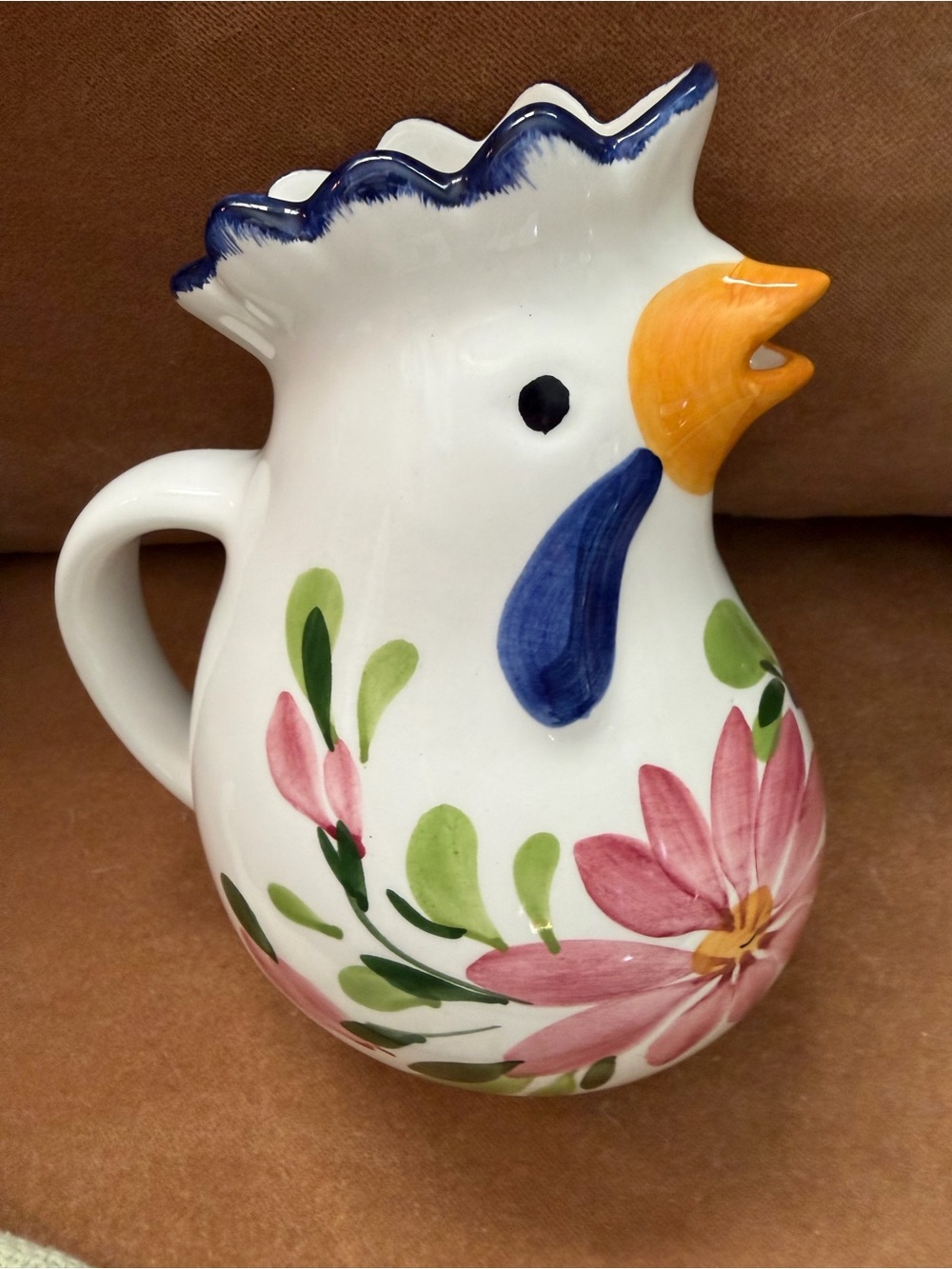 Pitcher, rooster, hand-painted, Italy